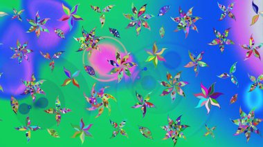 Çiçek ve yapraklı çiçek deseni. Raster illüstrasyonu. Küçük çiçekli şirin desen.