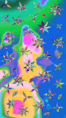 Raster illüstrasyonu. Raster çiçekleri klasik tarzda çizilmiş. Çiçekli yumuşak bir eskiz şekli. Mavi ve yeşil renklerde bahar çiçekleri..