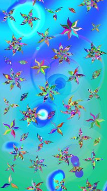 Çiçek kompozisyonu. Küçük çiçekte güzel bir desen var. Çiçek kolajı. - Mavi ve yeşil çiçekler. Doğa. Çiçek arkaplan. Raster deseni.