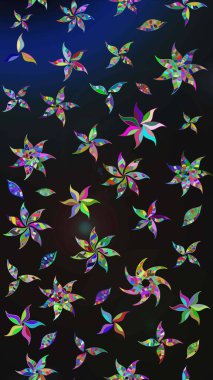 Gri ve mavi renkte çiçekler. Raster illüstrasyonu. Küçük çiçekte sevimli çiçek deseni var..