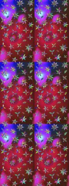 Çiçek tasarımı için inanılmaz bir kolaj cenneti tarzı. Parlak çiçekli kolaj çiçekleri kırmızı ve mor. Çiçekli zambaklar eskiz arka planı.