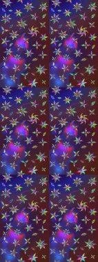 Raster illüstrasyonu. 3D çiçekler, eskiz. Menekşe ve mor renkler üzerinde.