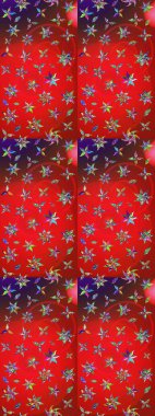 3D çiçekler, eskiz. Raster illüstrasyonu. Kırmızı ve kahverengi renklerde.