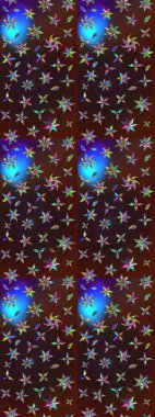 Kahverengi ve mavi renkli çiçekler. Raster illüstrasyonunda çiçek deseni çizimi.