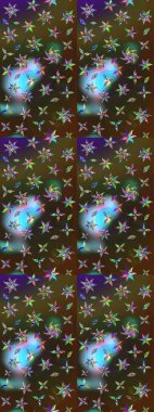 Çiçekli karalama şeklinde Raster çiçek deseni. Kahverengi ve yeşil renklerde bahar çiçekleri. Raster illüstrasyonu.