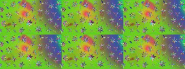 Yeşil ve mor renkli çiçekler. Çizim çiçek deseni duvar kâğıdı olarak kullanılabilir. Raster illüstrasyonu.