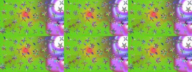 Düz Çiçek Elementleri Tasarımı. Renkli Bahar Teması eskiz kalıbı. Yeşil ve mor renkli çiçekler. Raster illüstrasyonunda çiçek deseni çizimi.