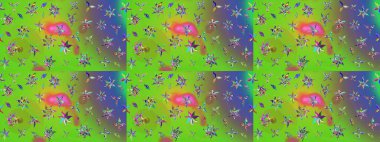 Çiçek deseni. Düz Çiçek Elementleri Tasarımı. Renkli Bahar Teması eskiz kalıbı. Raster çizimi. Güzel kumaş deseni..