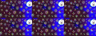 Küçük çiçekteki sevimli çiçek deseni. Bir sürü kahverengi ve mavi soyut çiçekli tropik eskiz deseni. Varisolokahverengi ve mavi raster çizimi.