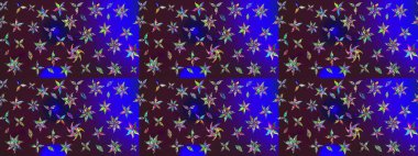 Kahverengi ve mavi lale çiçekli Raster eskiz deseni. Karşılama ya da düğün geçmişi olarak kullanılabilir. Doğal kozmetik ürünleri, parfüm, çiçekçi dükkanı için bahar ihalesi tasarımı. Paket kağıdı için en iyisi..