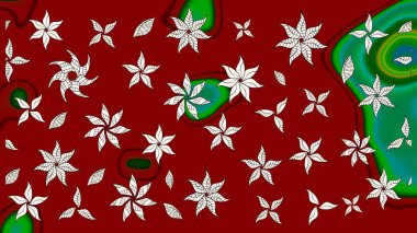 Şirin çiçekler. Çizgi çizimi kalıbı. Raster Moda kumaş deseni.