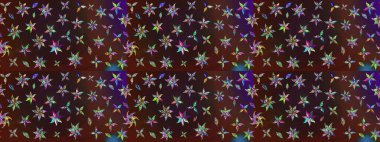 Raster illüstrasyonundaki çiçek desenli çizim. Kahverengi ve mor renkte çiçekler.