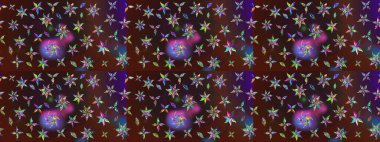 Raster illüstrasyonu. Tekstil veya kitap kapakları, imalat, duvar kağıtları, baskı, hediye paketi ve yapıştırma kitabı için çiçek eskizi geçmişi. Küçük ölçekli çiçeklerdeki basit sevimli desen.