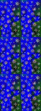 Düz Çiçek Elementleri Tasarımı. Renkli Bahar Teması eskiz kalıbı. Çiçek deseni. Chichi 'nin kumaş kalıbını çiz. Raster illüstrasyonu.