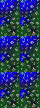 Modern, mavi ve yeşil raster arka plan duvar kağıdı çizimi, klasik çizgili desenli desenli çiçekler, çiçekli süsler. Çiçekli el çizimi çizimi deseni.