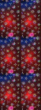 Renkli Bahar Teması eskiz kalıbı. Kahverengi ve kırmızı renkte çiçekler. Sevimli çiçek raster deseni. Düz Çiçek Elementleri Tasarımı.