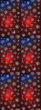 Küçük çiçekli yay deseni çiz. Raster illüstrasyonu. Suluboya tarzında kahverengi ve kırmızı renkler üzerine.