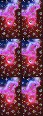 Kahverengi ve kırmızı renkte çiçekler. Renkli Bahar Teması eskiz kalıbı. Düz Çiçek Elementleri Tasarımı. Raster illüstrasyonunda çiçek deseni çizimi.