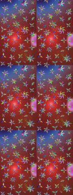 Raster illüstrasyonu. Çiçekli güzel suluboya desen. Kahverengi ve kırmızı renklerde.