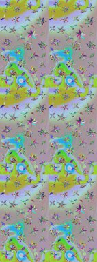 Raster illüstrasyonu. Çiçekli karalama şeklinde Raster çiçek deseni. Tarafsız ve gri renklerde yaz çiçekleri.