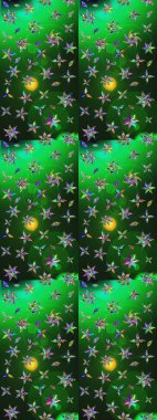 Yeşil ve gri renkli çiçekler. Düz Çiçek Elementleri Tasarım Raster illüstrasyonu. Renkli Bahar Teması eskiz kalıbı. Çiçek eskiz kalıbı geçmişi.