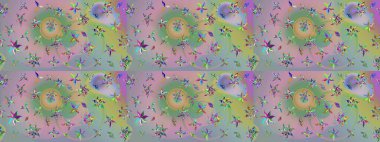 Renkli Yaz Temalı eskiz kalıbı. Güzel kumaş deseni. Düz Çiçek Elementleri Tasarımı. Raster illüstrasyonunda çiçek deseni çizimi.