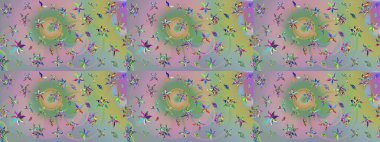 Raster resim. Elle çizilmiş. Güzel kumaş deseni. Doodle çiçekler ve dalları, otlar ve çiçekler.