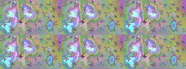 Raster çiçek desenli çiçek deseni, yapraklar, dekoratif elementler, sıçrama, lekeler, el çizimi kontur çizgileri ve Doodle çizim stili, grafik raster çizim çizimi.