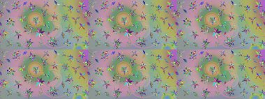 Raster çiçek desenli çiçek deseni, yapraklar, dekoratif elementler, sıçrama, lekeler, el çizimi kontur çizgileri ve Doodle çizim stili, grafik raster çizim çizimi.