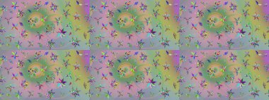 Vadinin çiçekleri tarafsız ve yeşil renklerde. Raster çiçek desenleri çiziyor..