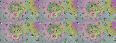 Çiçek buketleriyle klasik bir eskiz şekli. Tarafsız ve yeşil renklerde. Raster illüstrasyonu.