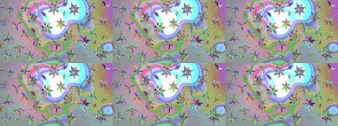 Raster illüstrasyonu. Kumaş, duvar kağıdı ve kağıt üzerine baskı yapmak için gelişen arka plan. Eski usul küçük çiçekli şirin bir eskiz deseni. Moda arka planında parlak buketler.