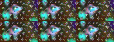 Yeşil ve kahverengi renkli güzel tekstil. Suluboya çiçekli çiçek deseni. Raster illüstrasyonu.