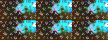 Sevimli çiçek raster deseni. Kahverengi ve mavi renkli çiçekler. Düz Çiçek Elementleri Tasarımı. Renkli Bahar Teması çizim şablonu.