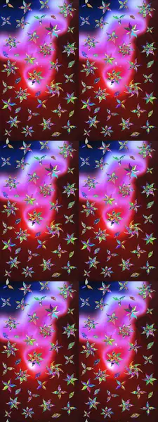 Kahverengi ve kırmızı renkte çiçekler. Renkli Bahar Teması eskiz kalıbı. Düz Çiçek Elementleri Tasarımı. Raster illüstrasyonunda çiçek deseni çizimi.