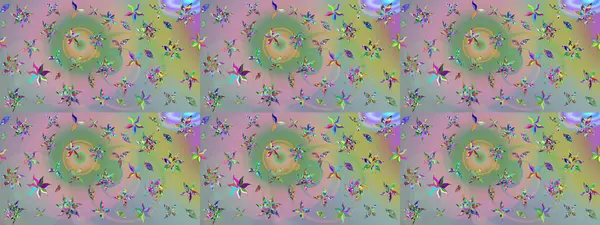 Tarafsız ve yeşil renklerde çiçekler. Çiçek deseni. Raster illüstrasyonu. Şatafatlı bahar bahçesi dokusu. Tarafsız ve yeşil renkler üzerine çiçek çizimi.