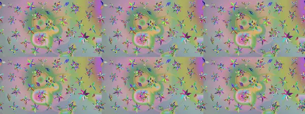 Çiçek buketleriyle klasik bir eskiz şekli. Tarafsız ve yeşil renklerde. Raster illüstrasyonu.