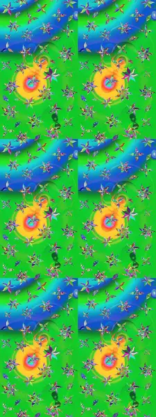 Yeşil ve mavi renkte çiçekler. Raster illüstrasyonu. Yeşil ve mavi renkte çiçek çizimi. Şatafatlı bahar bahçesi dokusu. Çiçek deseni.