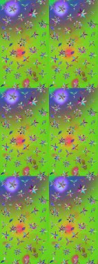 Düz Çiçek Elementleri Tasarımı. Raster. Renkli Bahar Teması çizim şablonu.