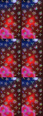 Kırmızı ve kahverengi renkler üzerine çiçek desenli eskiz, el yapımı papatyalar, papatyalar. Tekrar eden çiçek arkaplanı, zarif kırmızı ve kahverengi çiçek duvar kağıdı.