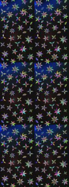 Raster düz çiçek çizim deseni. Hediye ambalaj kağıdı, tebrik kartları, posterler ve pankart tasarımı. Gri ve mavi renkte çiçekler.