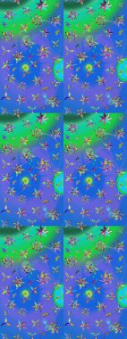 Çiçekler mavi ve yeşile. Eskiz arkaplan modeli. Raster hisseleri. Suluboya, elle çizilmiş.