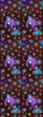 Kahverengi ve mor renkli çiçekler. Tropik çiçek desenleri. Raster illüstrasyonu.