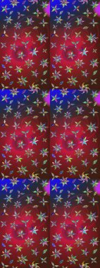 Kırmızı ve kahverengi renkte çiçekler. Renkli bahar temalı eskiz kalıbı. Düz Çiçek Elementleri Tasarım Raster illüstrasyonu. Çiçekli çiçek deseni, suluboya..