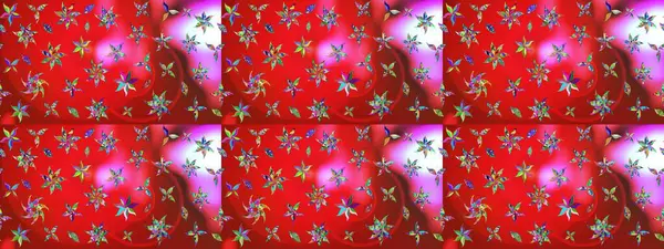 Kırmızı ve pembe renkte çiçekler. El çizimi çiçekli soyut çizim kalıbı. Raster illüstrasyonu.