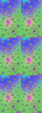 Sevimli çiçek raster deseni. Yeşil ve mavi renkte çiçekler. Düz Çiçek Elementleri Tasarımı. Renkli Yaz Teması çizim şablonu.