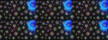 Düz Çiçek Elementleri Tasarımı. Gri ve mavi renkte çiçekler. Raster Illustrasyon 'daki Çiçek Deseni' nin son moda çizimi. Renkli Yaz Teması çizim şablonu.