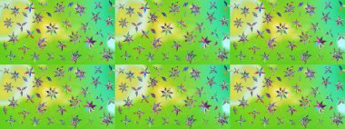 Flowers on green and neutral colors. Raster floral pattern in doodle style with flowers. Gentle, spring floral background.