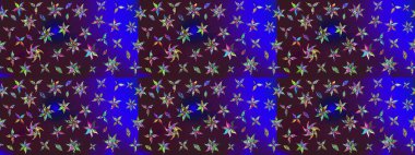 Hediye ambalaj kağıdı, tebrik kartları, posterler ve pankart tasarımı. Raster düz çiçek çizim deseni. Kahverengi ve mavi renkte çiçekler.