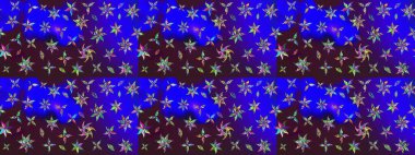 Raster deseni. Küçük çiçekteki sevimli çiçek deseni. Yumuşak, yaz çiçekleri mavi ve kahverengi renklerde. Raster illüstrasyonu.